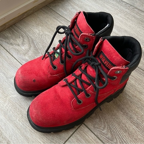 Wolverine Red  Safety Protective Field Leather Workboots - Picture 1 of 15
